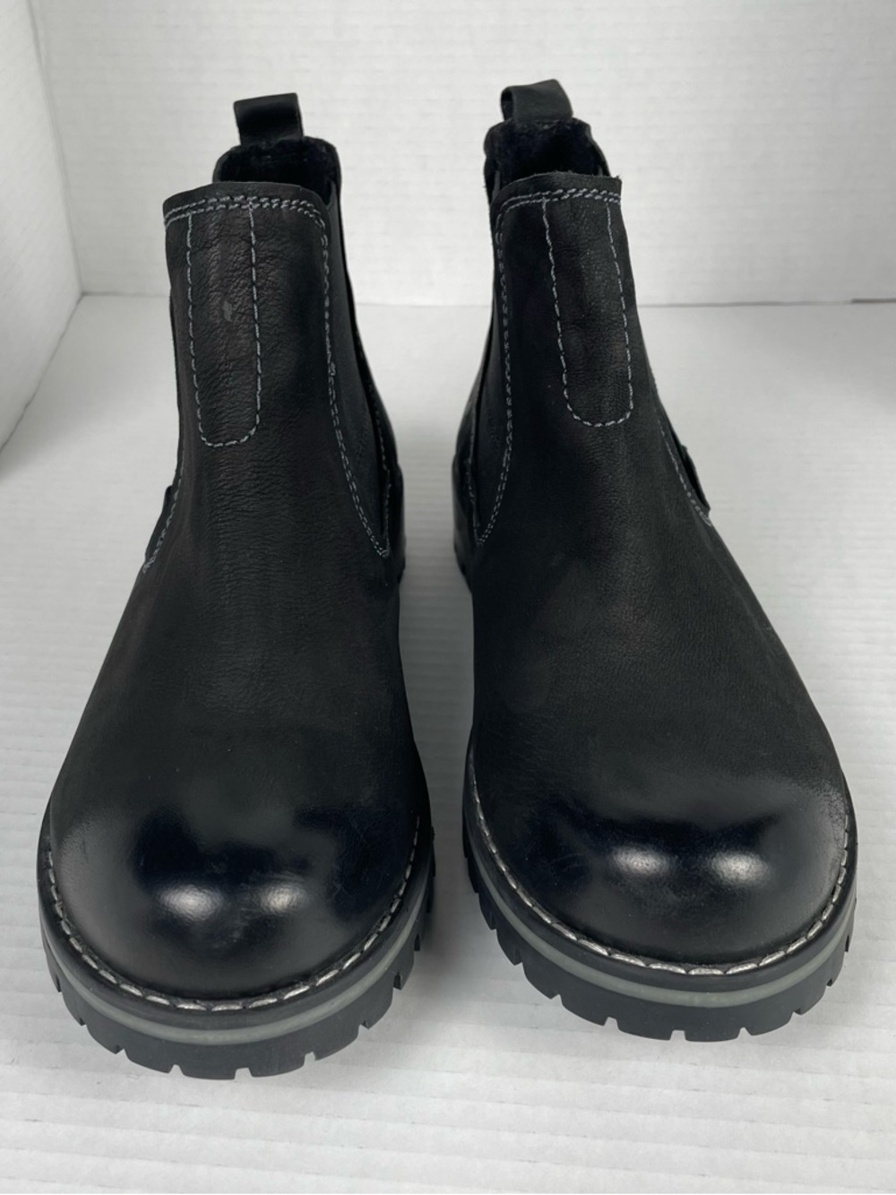 Earth Ranger Renier Chelsea Boots Women’s 8.5 Black Nubuck Leather Chunky Lug - Picture 2 of 14